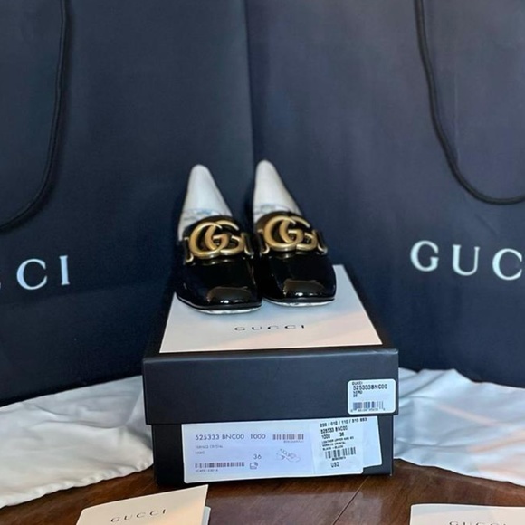 Gucci Womens Calfskin GG Marmont Mid Heel Pump NIB - Picture 2 of 15